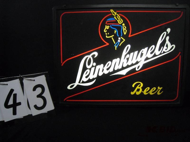 lot 43 image: Leinenkugels maiden back lit plastic faux neon 20 w x 15 h