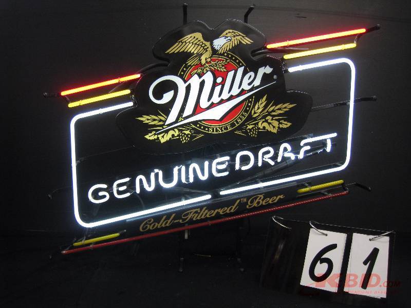 lot 61 image: Miller Genuine Draft  neon - broken bottom tube 31 w x 25 h