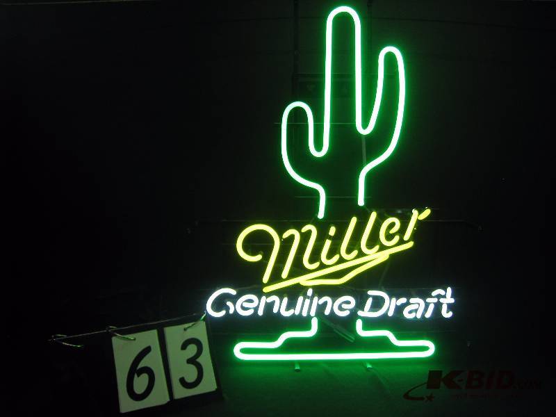 lot 63 image: Miller Genuine Draft cactus neon 23 w x 30 h