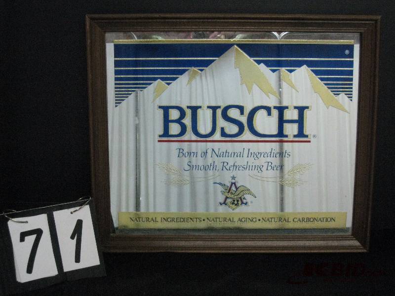 lot 71 image: Busch mirror (white curtain in background reflection of mirror not part of graphics) 24 w x 20 h