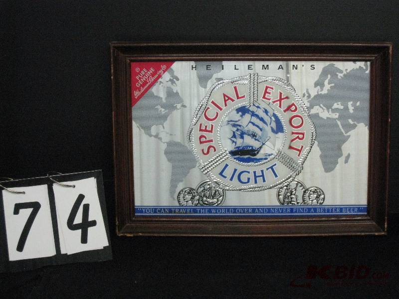 lot 74 image: Special Export Light Mirror (white curtain in background reflection of mirror not part of graphics) 21 w x 15 h
