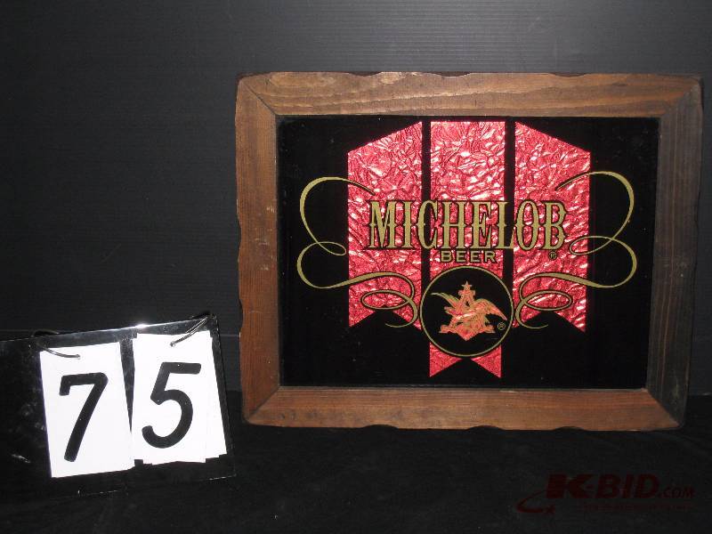 lot 75 image: Michelob foil backed mirror 19 w x 15 h