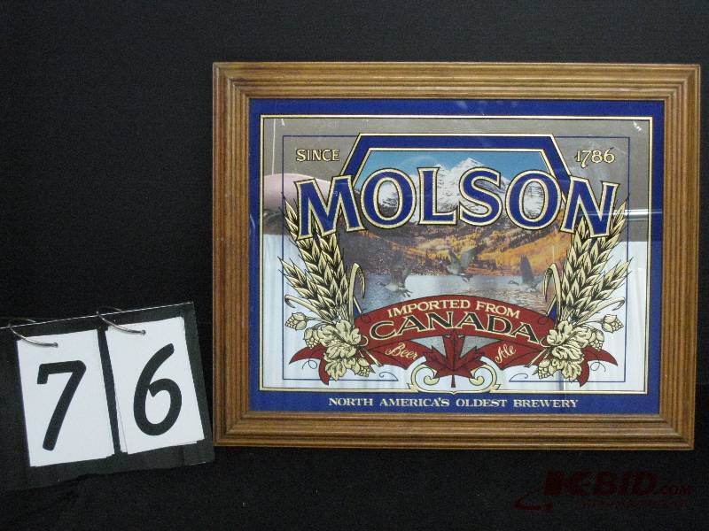 lot 76 image: Molson - North Americas Oldest Brewery mirror 20 x 16 h