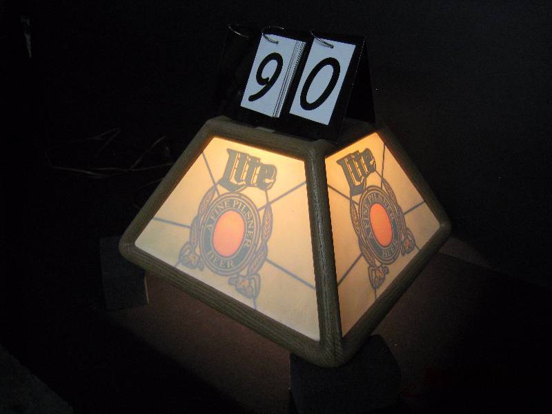 lot 90 image: Miller Lite hanging light 21 w x 21  x 11 h