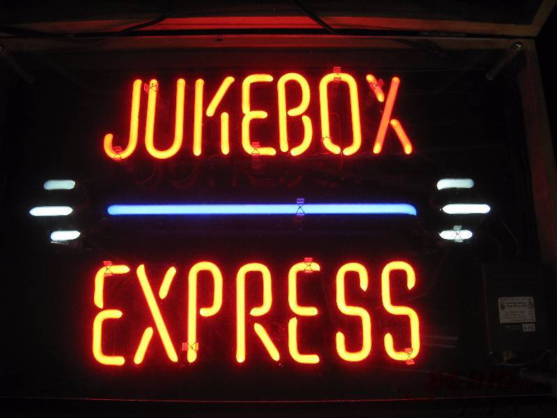lot 96 image: Jukebox Express - neon in travel case 27 w x 17 h