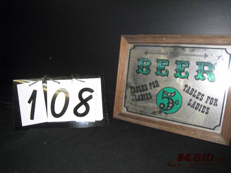 lot 108 image: Beer 5c   Tables for Ladies mirror 14 w x 11 h