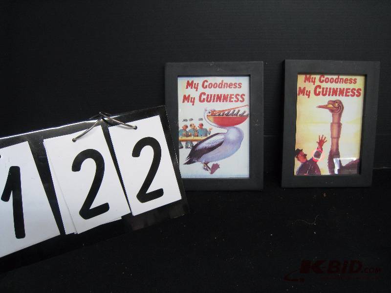 lot 122 image: My GoodnessMy Guinness - 2 framed prints. Easel back frames 6 w x 8 h