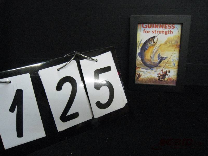 lot 125 image: Guinness For Strength sign w great fish graphic 6 w x 8 h