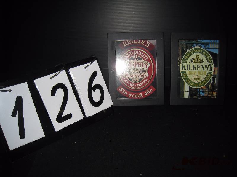 lot 126 image: Irish Pub Signs,  2 framed prints - 1 Kilkenny Irish Beer & 1 Murphys Irish Stout 6 w x 8 h