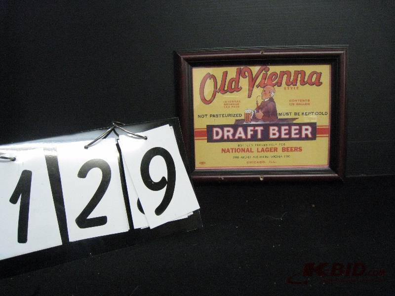 lot 129 image: Old Vienna Draft Beer framed print 12 w x 10 h