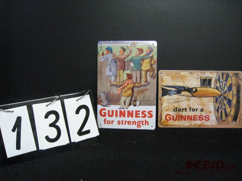 lot 132 image: Guinness tin signs, qty 2, not old 8 w x 12 h