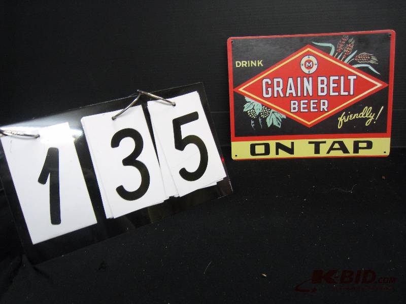 lot 135 image: Grain Belt Beer on Tap reproduction tin sign 11 w x 8 h