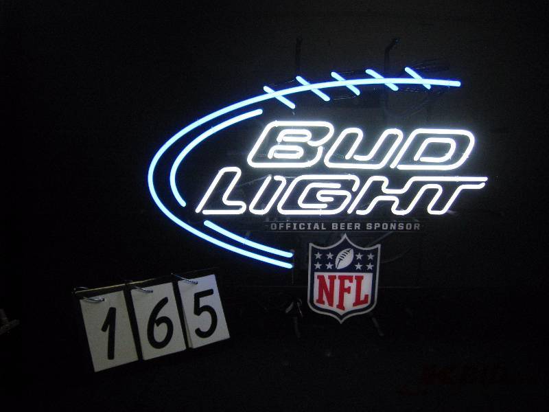 lot 165 image: Bud Light NFL with football, like new 28 w x 23 h