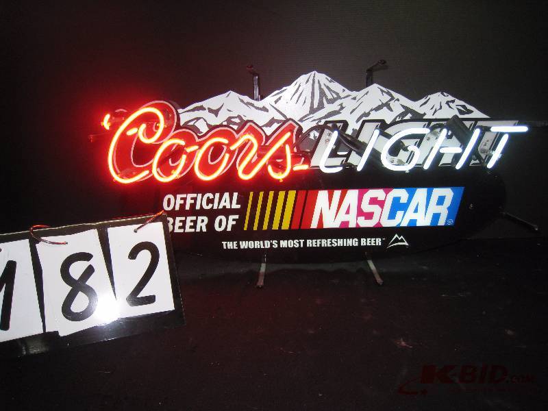 lot 182 image: Coors Light official beer of NASCAR, neon 29 w x 14 h
