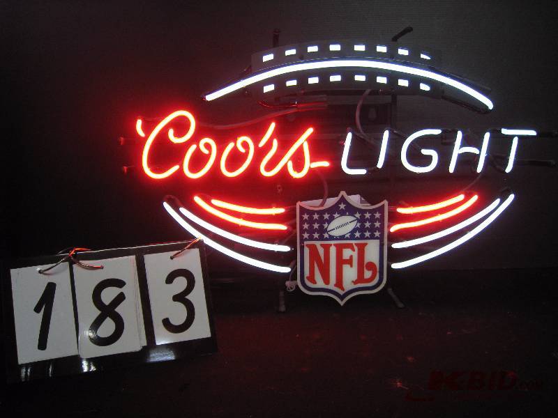lot 183 image: Coors Light NFL Football, neon 28 w x 18 h