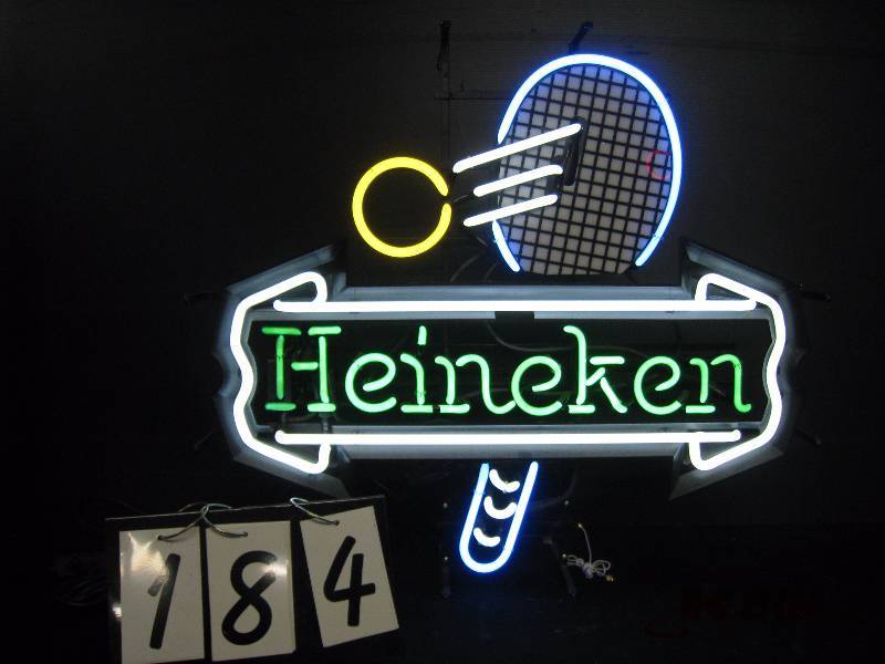 lot 184 image: Heineken Tennis neon - extremely rare, like new 29 w x 26 h