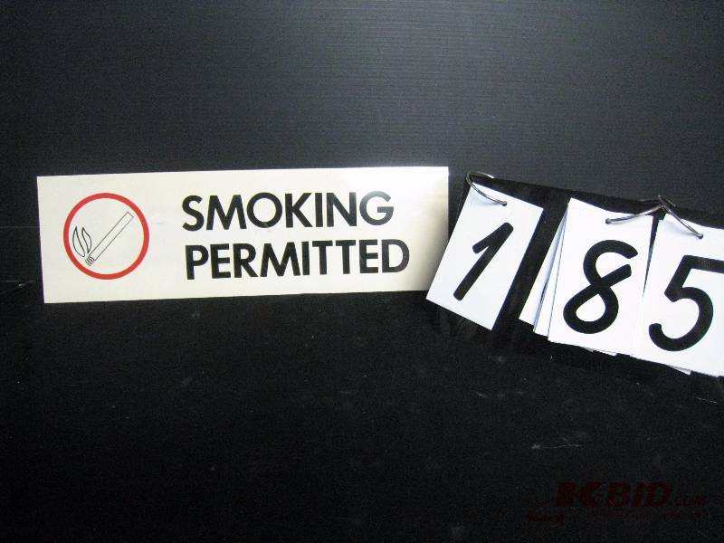 lot 185 image: Smoking Permitted - plastic sign 18 w x 6 h