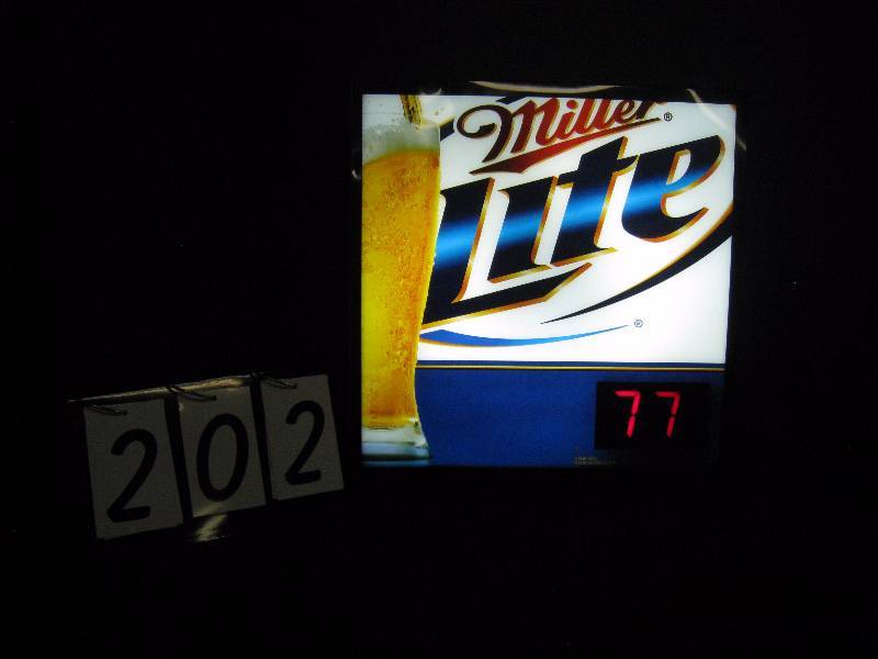 lot 202 image: Miller Lite - light up sign with digital thermometer & probe - new in box 19 w x 19 h