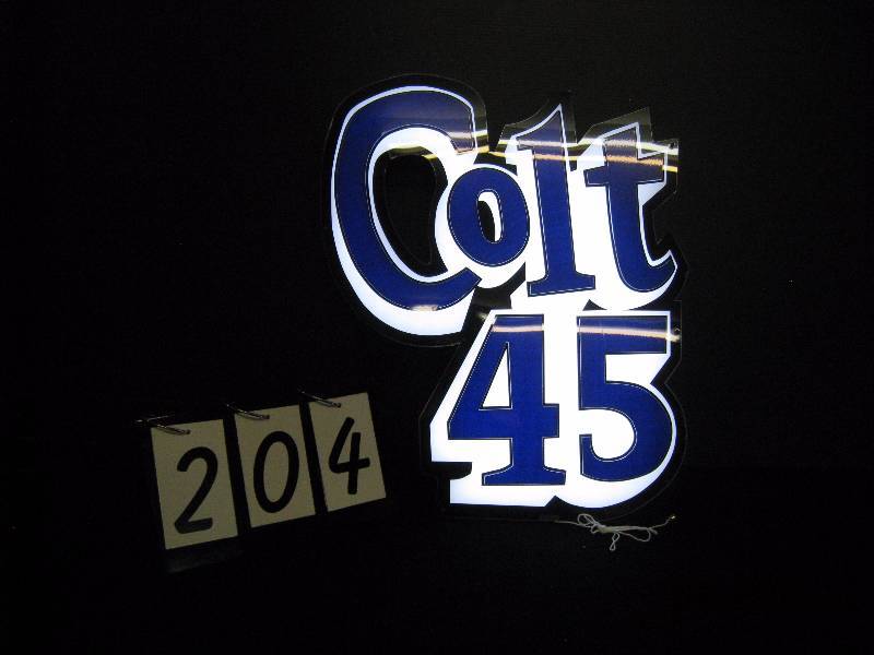 lot 204 image: Colt 45 plastic LED light up sign - new in box 18 w x 22 h