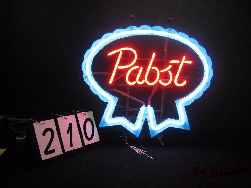 lot 210 image: Pabst Blue Ribbon neon - classic sign, like new 22 w x 21 h