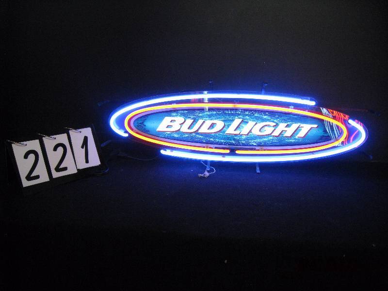 lot 221 image: Bud Light small surfboard neon - good condition 36 w x 12 h
