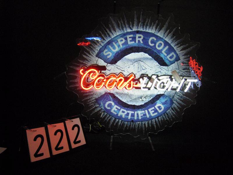 lot 222 image: Coors Light Super Cold Certified neon - like new 28 w x 27 h