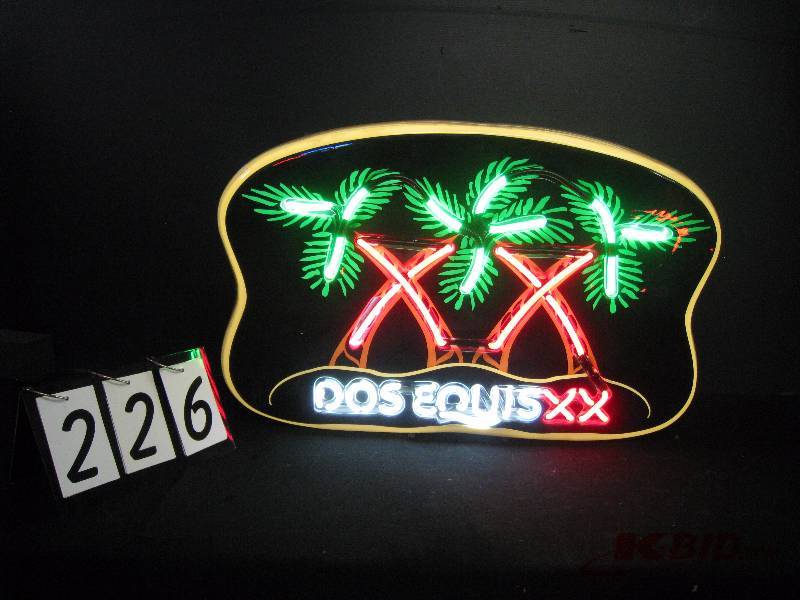 lot 226 image: Dos Equis xx plastic & neon- Super Cool 30 w x 20 h