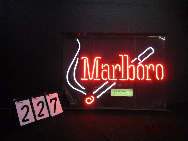 lot 227 image: Marlboro - Excellent  Condition - Cigarette Signs no longer made 28 w x 19 h
