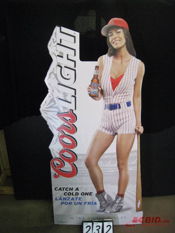 lot 232 image: Coors Light Baseball Girl, cardboard cutout 33 w x 72 h