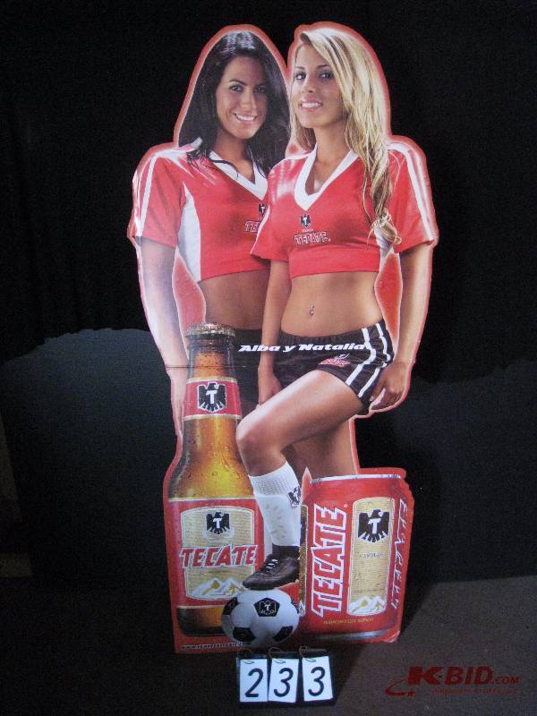 lot 233 image: Tecate Soccer  Futbol Girls, cardboard cutout 29 w x 71 h