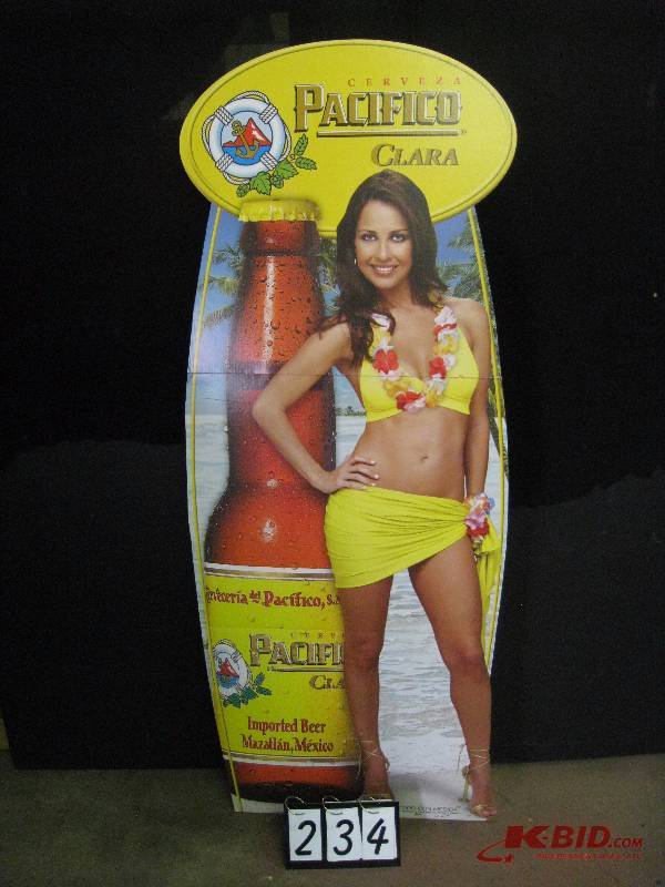 lot 234 image: Pacifico Clara- Yellow cardboard cutout 28 w x 72 h