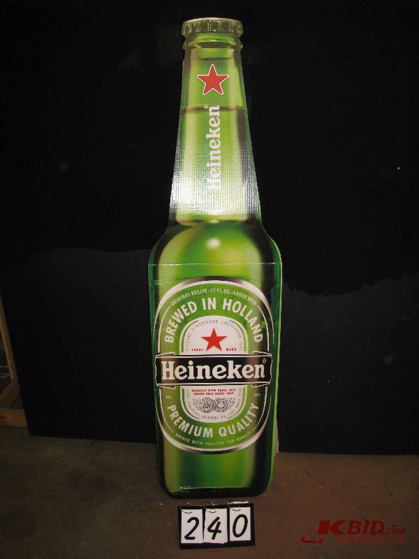 lot 240 image: Heineken Bottle cardboard cutout 18 w x 72 h