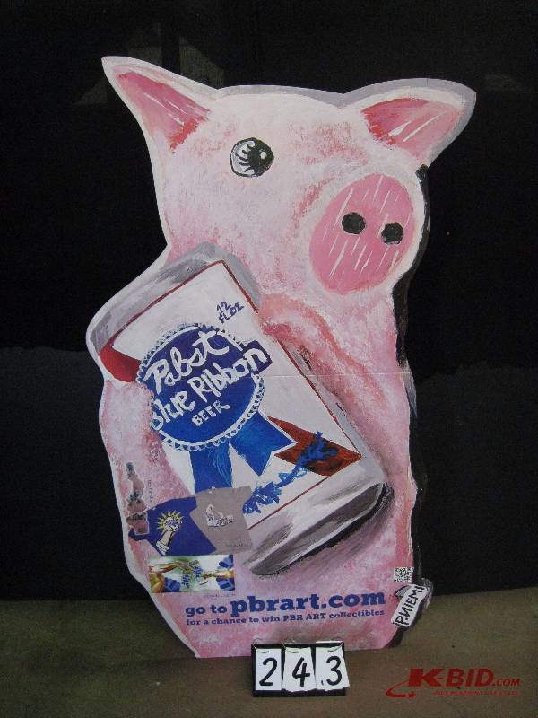 lot 243 image: Pabst- PBR Art Pig, Special Edition artists, cardboard cutout 38 w x 71 h