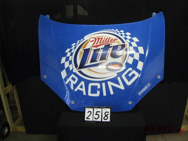lot 258 image: Miller Lite Racing Hood - Large, plastic 60 w x 48 h