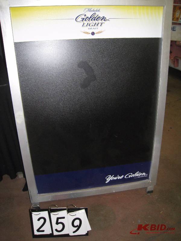 lot 259 image: Michelob Golden, A-Frame chalk board 28 w x 41 h