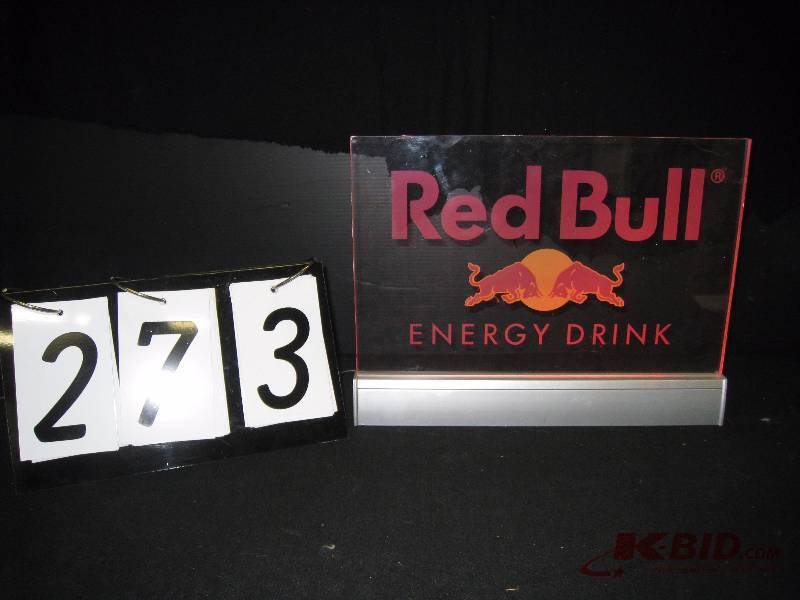 lot 273 image: Red Bull LED edge lit sign 14 w x 11 h