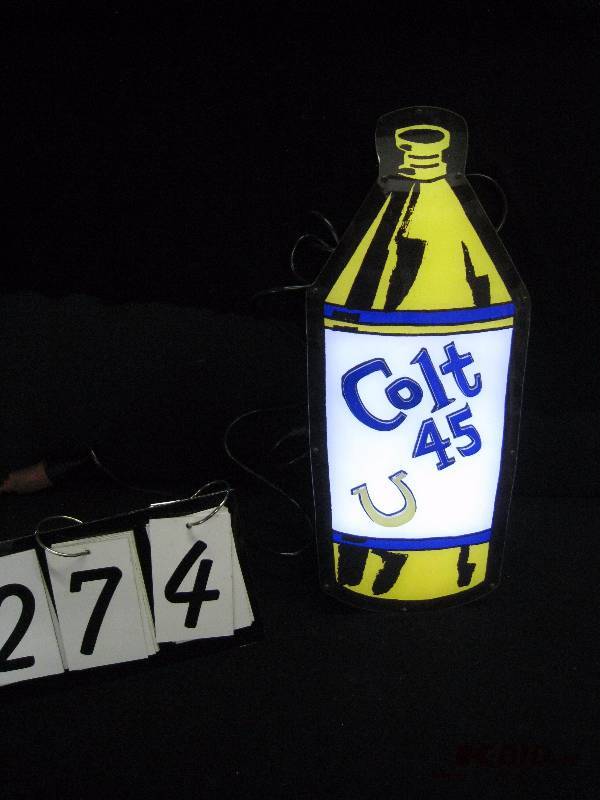 lot 274 image: Colt 45 small LED light-up bottle 8 w x 19 h