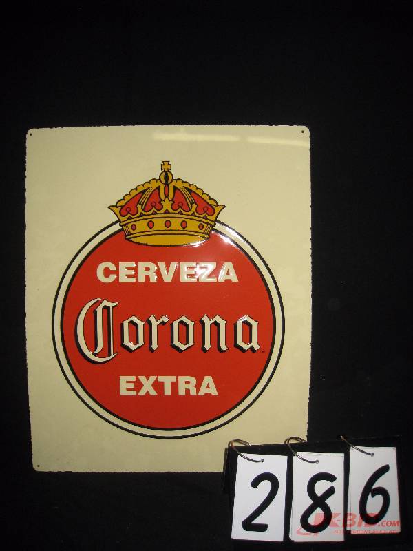 lot 286 image: Corona Cerveza tin tacker 21 w x 26 h