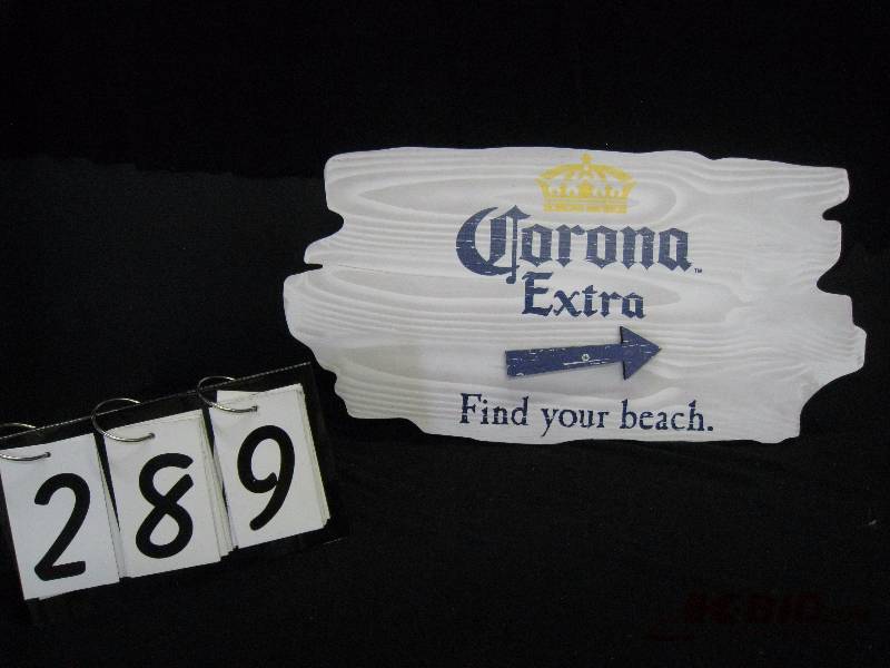 lot 289 image: Corona Find Your Beach -- faux driftwood sign, new 24 w x 12 h