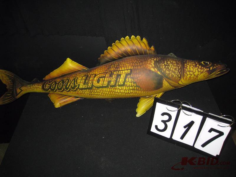 lot 317 image: Coors Light inflatable muskie  fish 48 w x 15 h