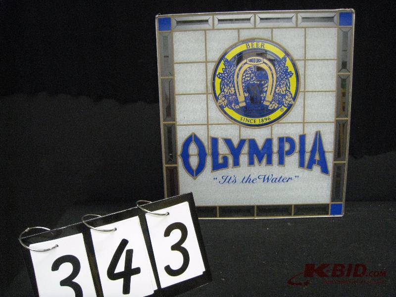 lot 343 image: Olympia faux stained glass panel 16 w x 18 h