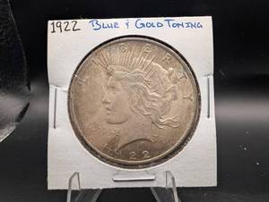 1922 Peace Silver Dollar Blue & Gold Toning