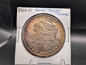 1901-o Morgan Silver Dollar Gold Toned