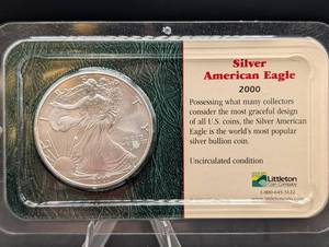 2000 Silver American Eagle Uncirculated One Ounce Coin in Holder