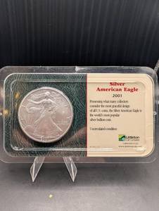 2001 Silver American Eagle Uncirculated in Littleton Holder