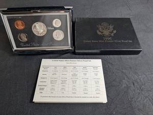 1996 United States Mint Premier Silver Proof Set With Box & Specifications Card