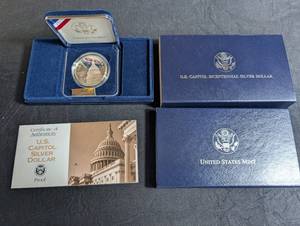 1994-s U.s. Capitol Bicentennial Proof Silver Dollar With Box & Coa