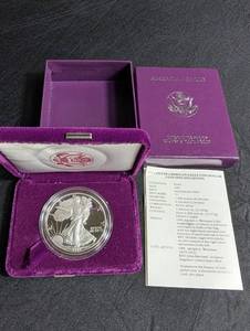 1991 American Silver Eagle Proof Dollar Coin With Case & Coa