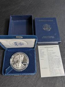 1997 Silver American Eagle Proof Dollar Coin With Box & Coa