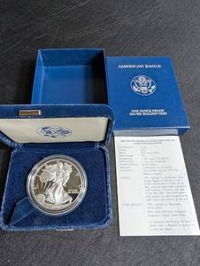 2002 Silver American Eagle One Dollar Proof Coin With Box & Coa